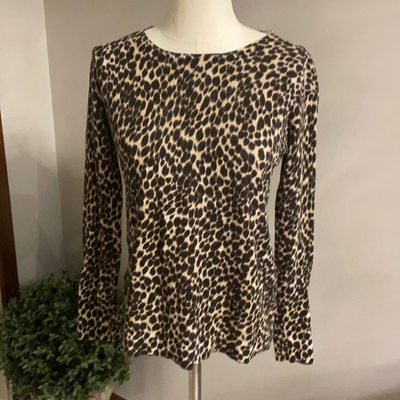 J CREW  leopard 100% cotton women’s teddie lightweight sweater. Size XS - Picture 1 of 7